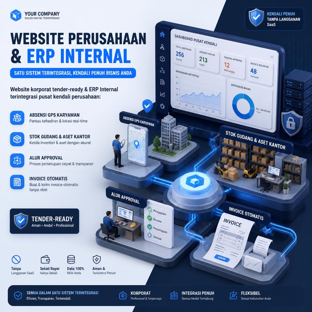 Website Perusahaan & ERP Internal Platform Mockup