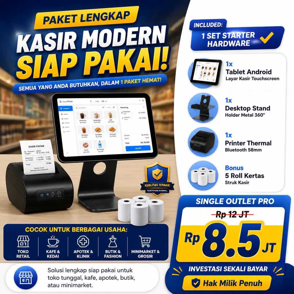 Aplikasi Kasir (POS) Multi-Cabang Platform Mockup